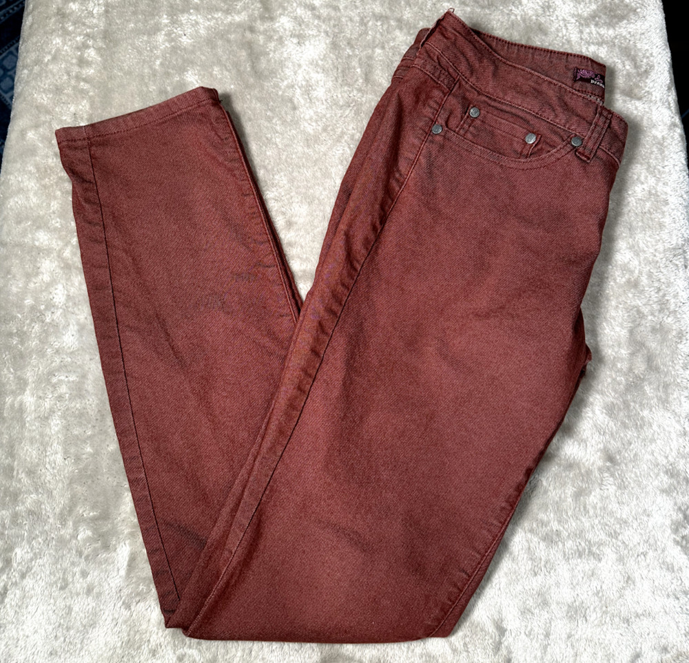 PrAna Burgundy Red Straight Leg Stretch Denim Jeans Womens Size 4 Pop of color